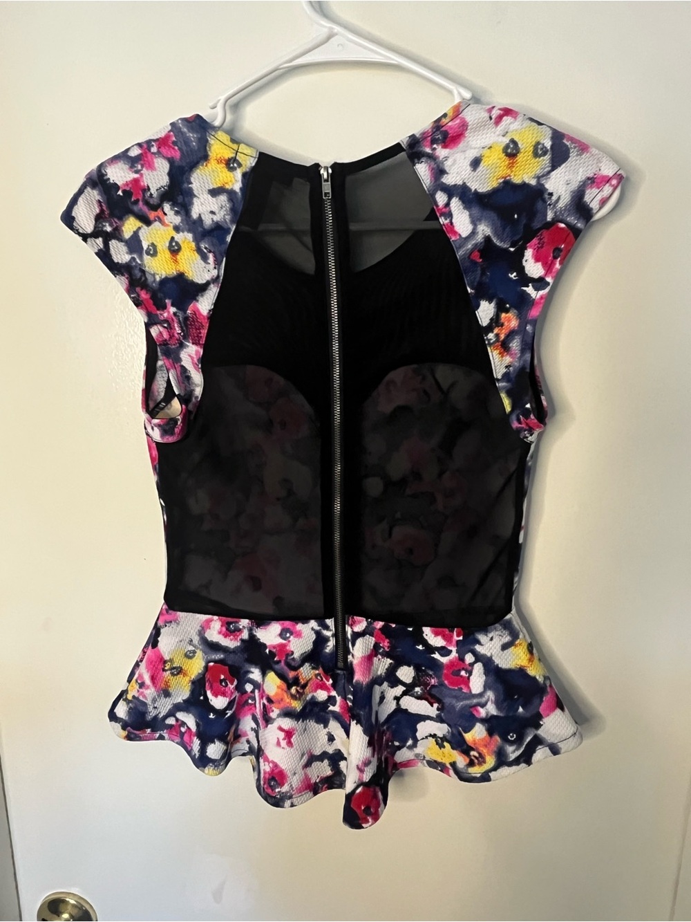 Material Girl Floral Print Dress with Black Mesh Bodice - Picture 3 of 5